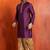 purple silk blend kurta dhoti set for men with printed work