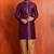 purple silk blend kurta dhoti set for men with printed work