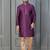 purple silk blend kurta payjajama set for men with printed work