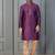 purple silk blend kurta payjama dupatta set for men with printed work