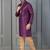 purple silk blend kurta payjama dupatta set for men with printed work