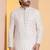 white silk blend kurta for men with printed work