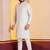 white silk blend kurta for men with printed work