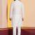 white silk blend kurta for men with printed work