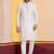 white silk blend kurta pyjama set for men with printed work