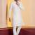 white silk blend kurta pyjama set for men with printed work
