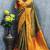 Green orange art silk blend banarasi jacuard work saree with unstitched blouse piece