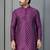 purple silk blend kurta for men with printed work
