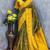 Green mustard art silk blend banarasi jacuard work saree with unstitched blouse piece