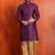 purple silk blend kurta dhoti set for men with printed work