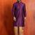 purple silk blend kurta dhoti set for men with printed work