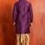 purple silk blend kurta dhoti set for men with printed work