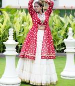 Rani Pink Color mirror-work and Gota Patti Slik Blend Navratri Lehenga Choli