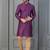 purple silk blend kurta payjajama set for men with printed work