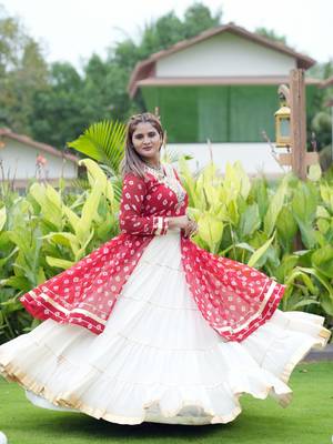 Rani Pink Color mirror-work and Gota Patti Slik Blend Navratri Lehenga Choli 4