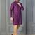 purple silk blend kurta payjama dupatta set for men with printed work