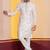 white  silk blend kurta for men with printed work