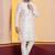 white  silk blend kurta for men with printed work