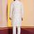 white  silk blend kurta for men with printed work