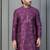 purple silk blend kurta for men with printed work