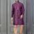 purple silk blend kurta for men with printed work