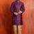 purple silk blend kurta for men with printed work