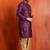purple silk blend kurta for men with printed work