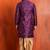 purple silk blend kurta for men with printed work