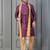 purple silk blend kurta payjama dupatta set for men with printed work