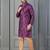 purple silk blend kurta payjama dupatta set for men with printed work