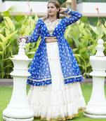 Royal Blue mirror-work and Gota Patti Slik Blend Navratri Lehenga Choli