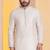 white  silk blend kurta for men with printed work