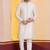 white  silk blend kurta for men with printed work