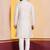 white  silk blend kurta for men with printed work