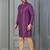 purple  silk blend kurta for men with printed work