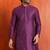 purple silk blend kurta for men with printed work