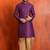 purple silk blend kurta dhoti set for men with printed work
