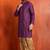 purple silk blend kurta dhoti set for men with printed work