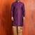 purple silk blend kurta dhoti set for men with printed work