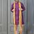purple silk blend kurta payjama dupatta set for men with printed work