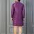 purple silk blend kurta payjama dupatta set for men with printed work