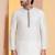 white  silk blend kurta for men with printed work