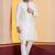 white  silk blend kurta for men with printed work
