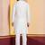 white  silk blend kurta for men with printed work
