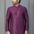 purple silk blend kurta for men with printed work