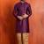 purple  silk blend kurta,dhoti set for men with printed work