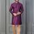 purple silk blend kurta payjajama set for men with printed work