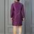 purple silk blend kurta payjama dupatta set for men with printed work