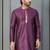 purple  silk blend kurta for men with printed work
