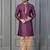 purple silk blend kurta payjajama set for men with printed work